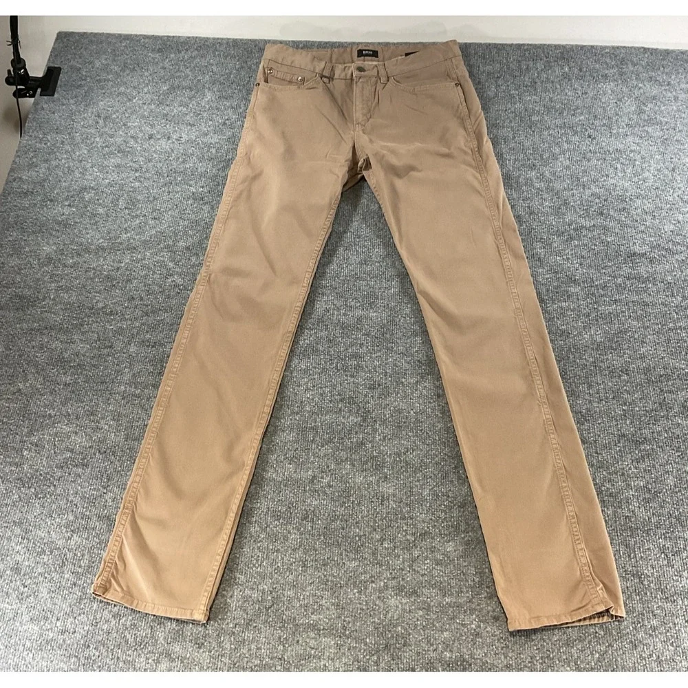 Hugo Boss Pants Mens 31x34 Stretch Chino Brown Tan Slim Casual Designer